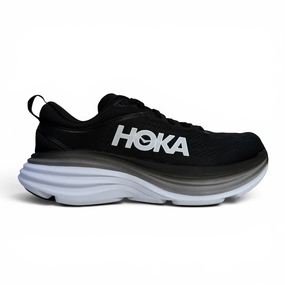 Hoka Bondi 8 Womens Running Shoes Size 7 B Black White 1127952 BWHT